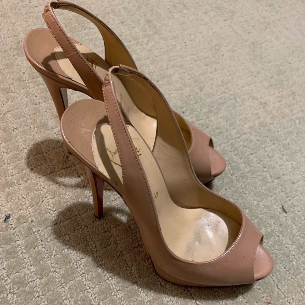 Christian Louboutin Peep Toe Nude Slingback